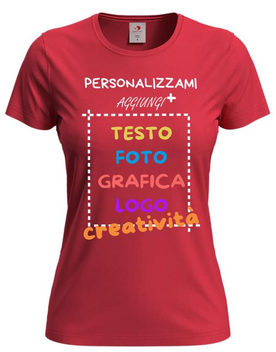 T-Shirt manica corta donna girocollo  cotone vari colori da XXS a 3XL STAMPA DIRETTA su tessuto o dft PERSONALIZZA CON IL TUO LOGO