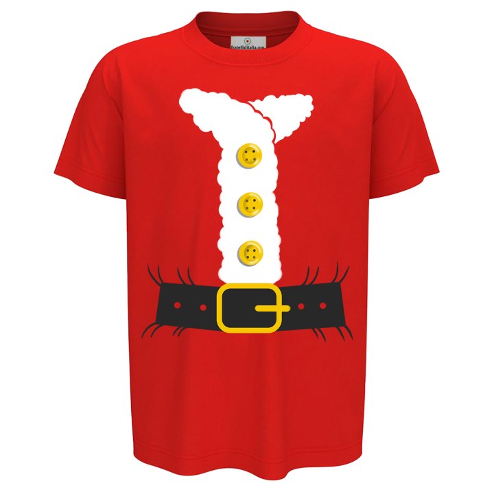 T-Shirt maglia mezza manica bambino girocollo Babbo Natale elfo infanzia abbigliamento Natalizio bambini