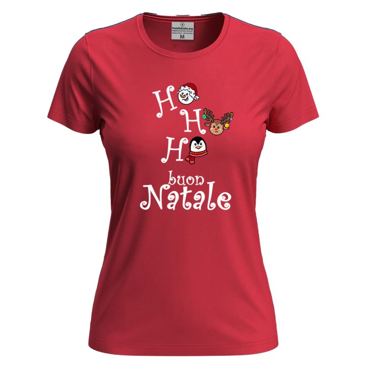 T-SHIRT maglia donna con stampa natalizia cotone Buone Feste abbigliamento Natale