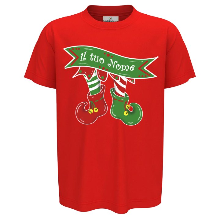T-shirt maglia natalizia per bambini con disegno elfo Natale bambino bimbo abbigliamento feste