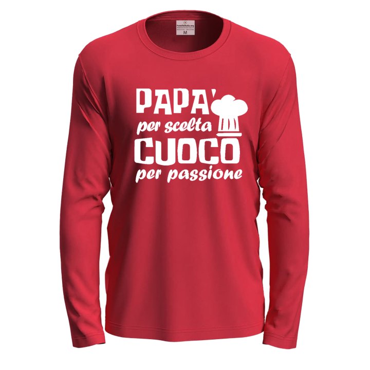 T-shirt maglia a manica lunga lavoro chef "Papà Cucina", idea regalo festa papa'