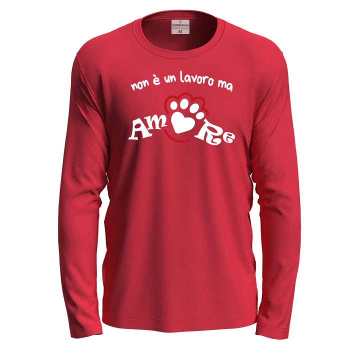 T-shirt a manica lunga con stampa DTF NON E' UN LAVORO MA AMORE per toelettatori o veterinari