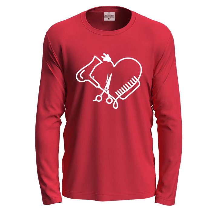 T-Shirt a Manica Lunga Parrucchiere "Hair Stylist" per Barbieri  Parrucchieri pettine phon Hairstylist