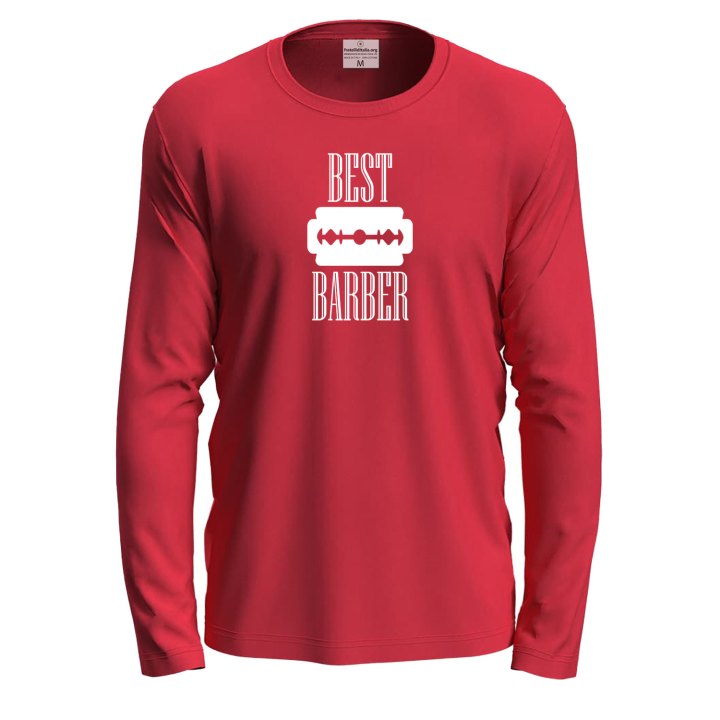T-shirt a Manica Lunga Unisex con Stampa "BEST BARBER" in DTF - Regalo per Parrucchieri e Barbieri
