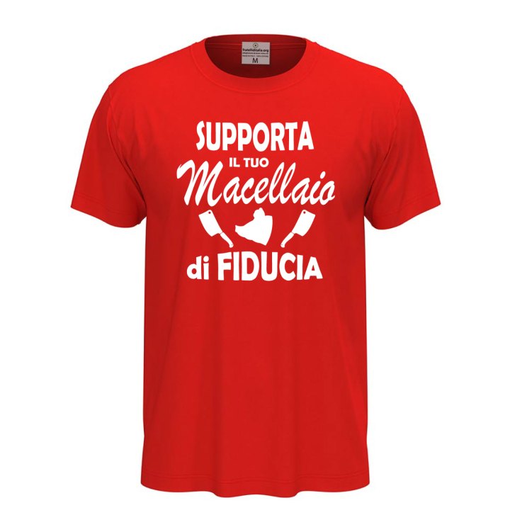 T-shirt maglia classica unisex a "SUPPORTA IL TUO MACELLAIO", regalo macellaio braceria