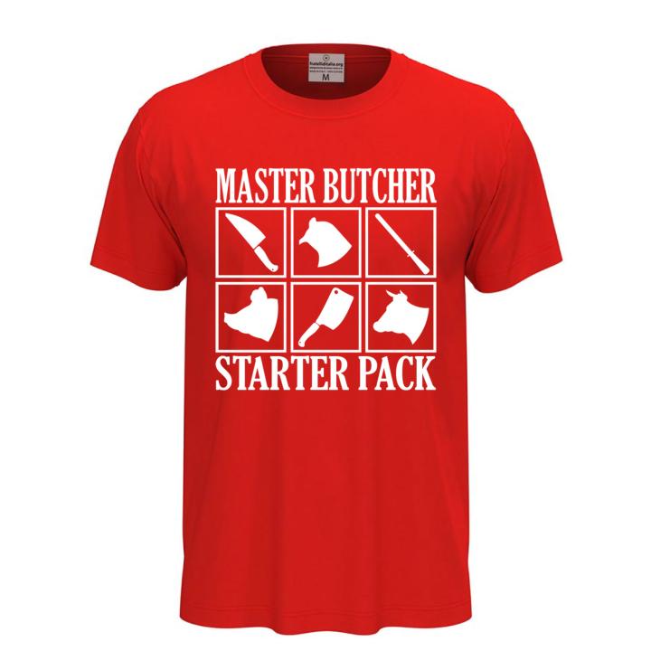 T-shirt classica unisex a manica corta con stampa DTF "MASTER BUTCHER", idea regalo per macellai