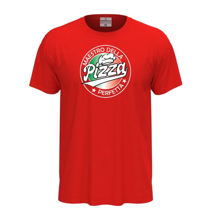 T-shirt classica unisex a manica corta con stampa DTF "MAESTRO DELLA PIZZA", per pizzaioli, cuochi e amanti della pizza