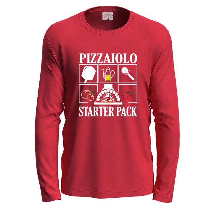maglia T-shirt a manica lunga  "PIZZAIOLO STARTER PACK", per pizzaioli, ristorazione festival pizza