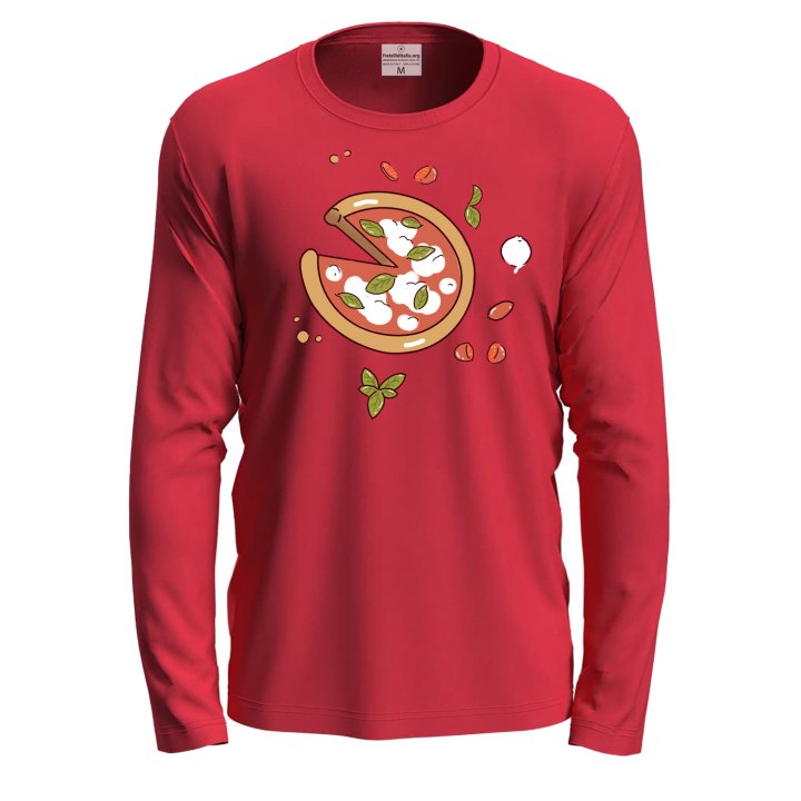 T-shirt a manica lunga con stampa DTF "PIZZA", idea regalo per amanti della pizza