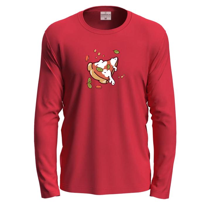 T-shirt a manica lunga con stampa DTF "FETTA DI PIZZA", pizzeria pizze pizza fest