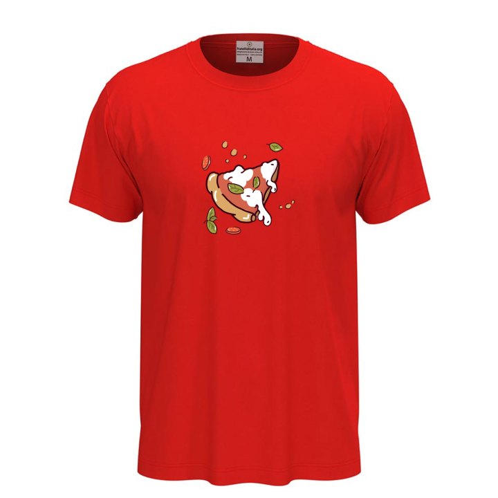 T-shirt classica unisex a manica corta con stampa DTF "FETTA DI PIZZA", idea regalo per amanti della pizza