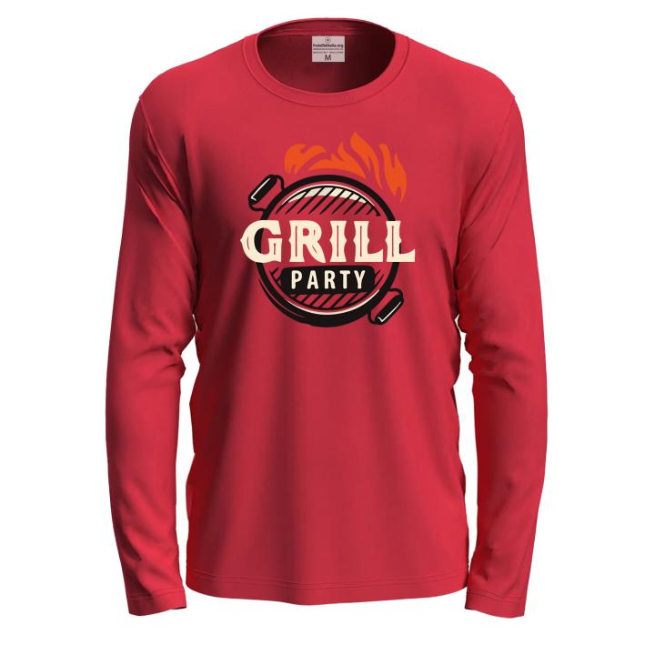 T-shirt a manica lunga con stampa DTF carne barbecue idea regalo per cuochi o amanti della griglia